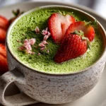 Freshly prepared Strawberry Matcha Latte