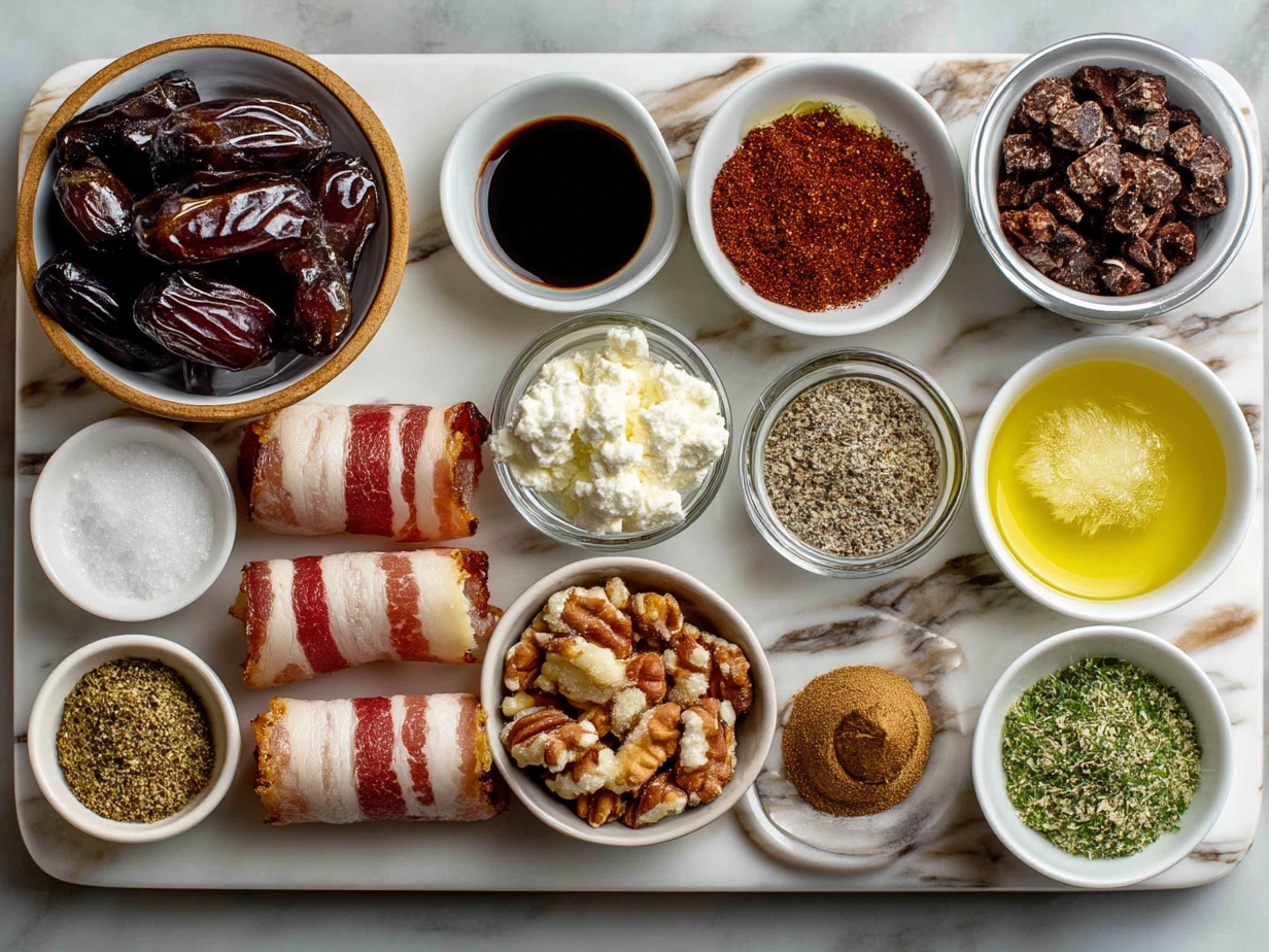 Ingredients for Goat Cheese Stuffed Bacon Wrapped Dates