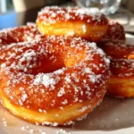 Homemade sourdough discard sugar donuts fresh from frying