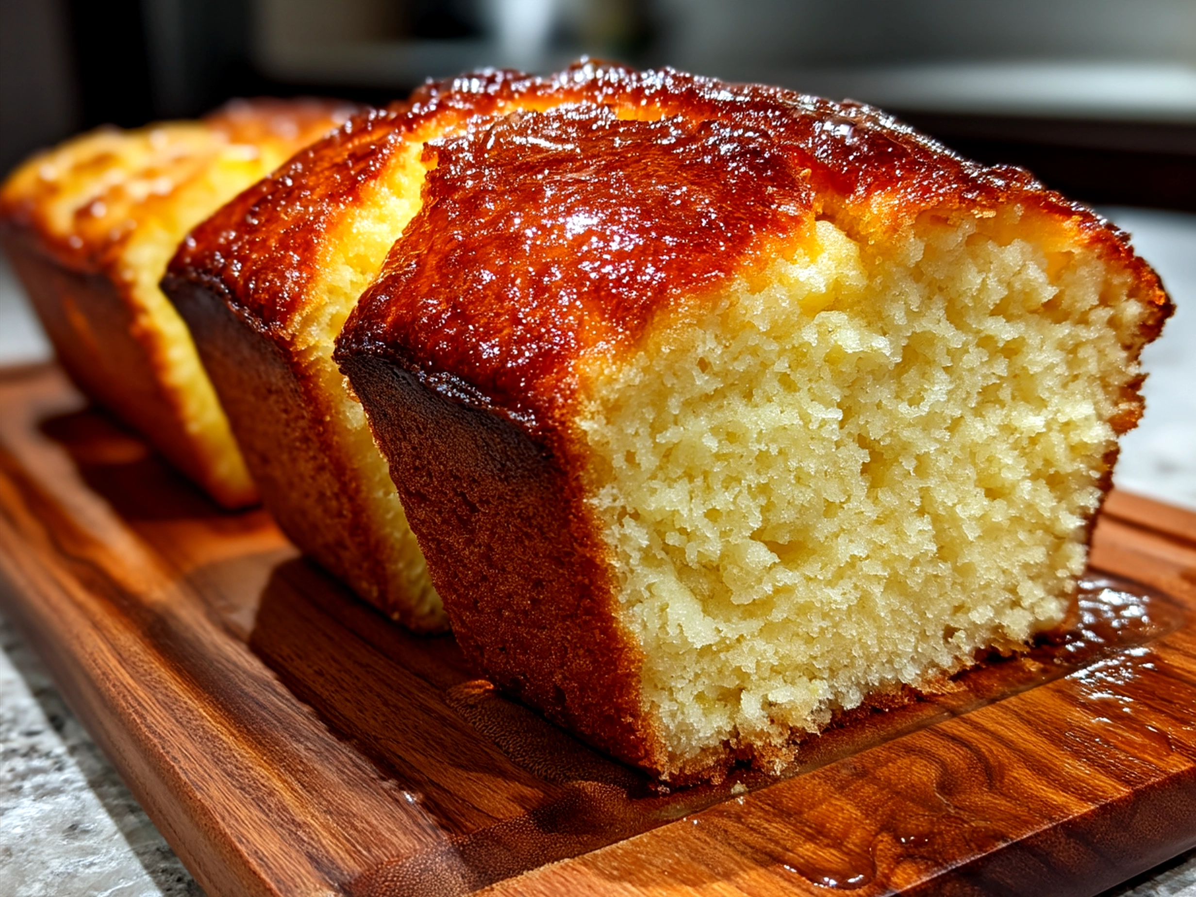 Sliced lemon bread served on a plate ready to enjoy