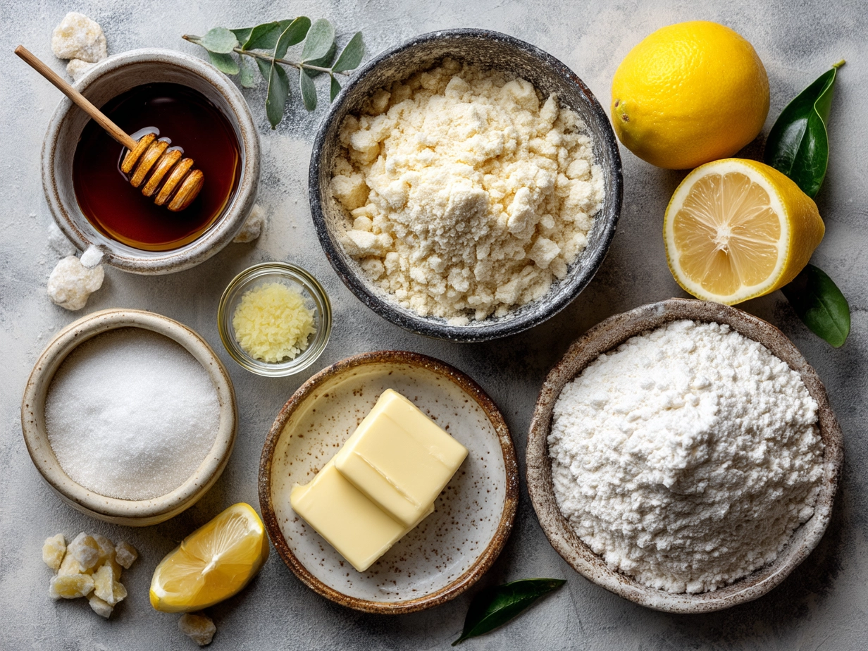 Ingredients laid out for Lemon Crinkle Cookies