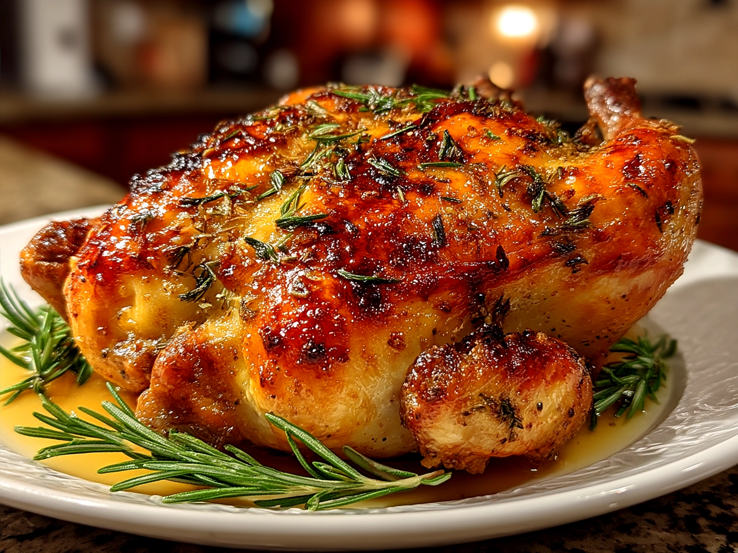 Served Orange Rosemary Roasted Chicken with roasted root vegetables and garlic mashed potatoes