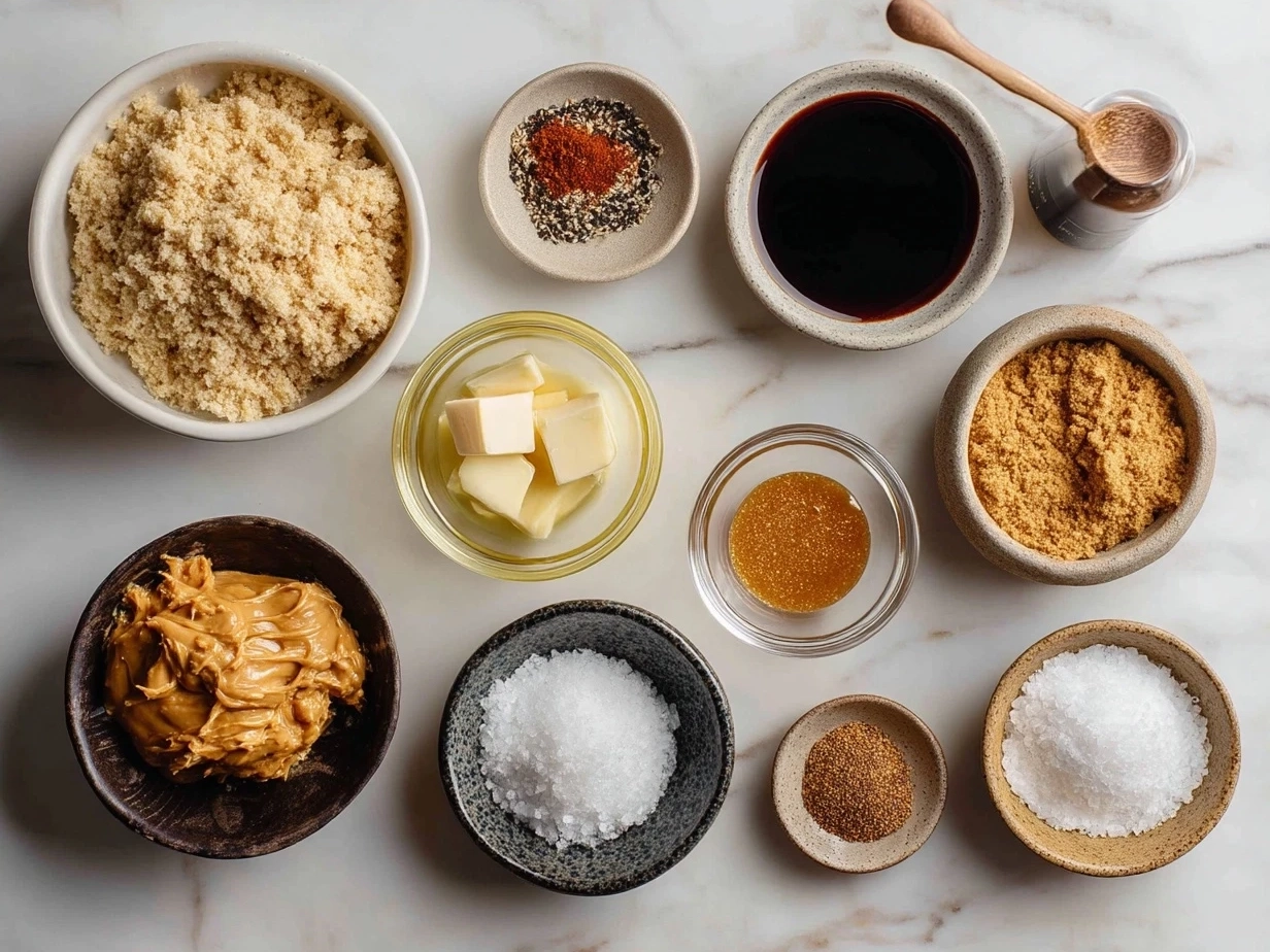 Ingredients for authentic Peanut Sauce laid out