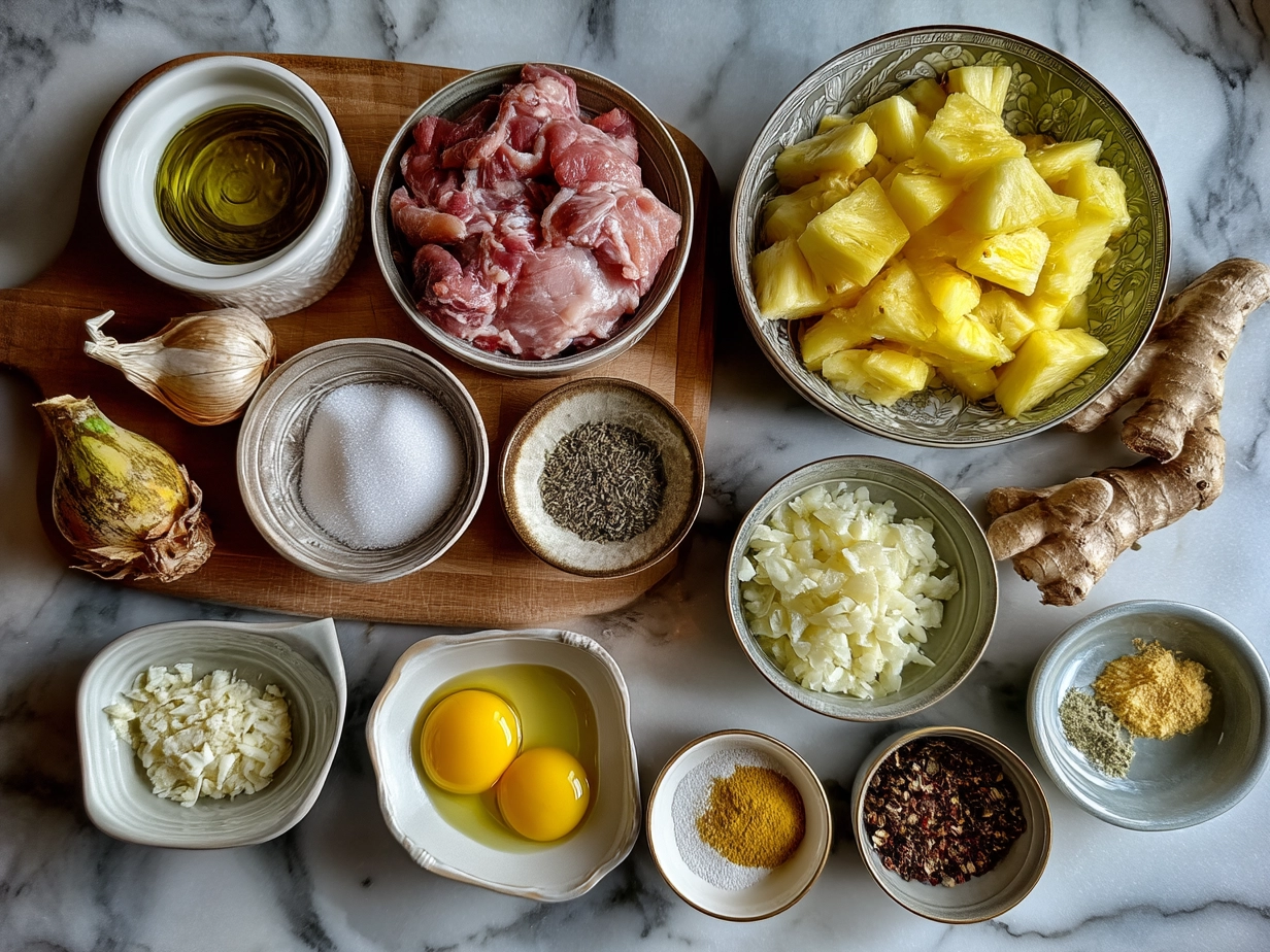Ingredients for homemade Pineapple Chicken