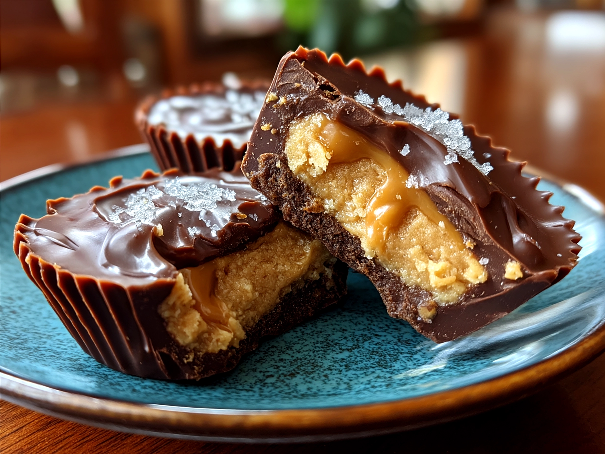 Finished homemade Reeses Peanut Butter Cups served on a plate