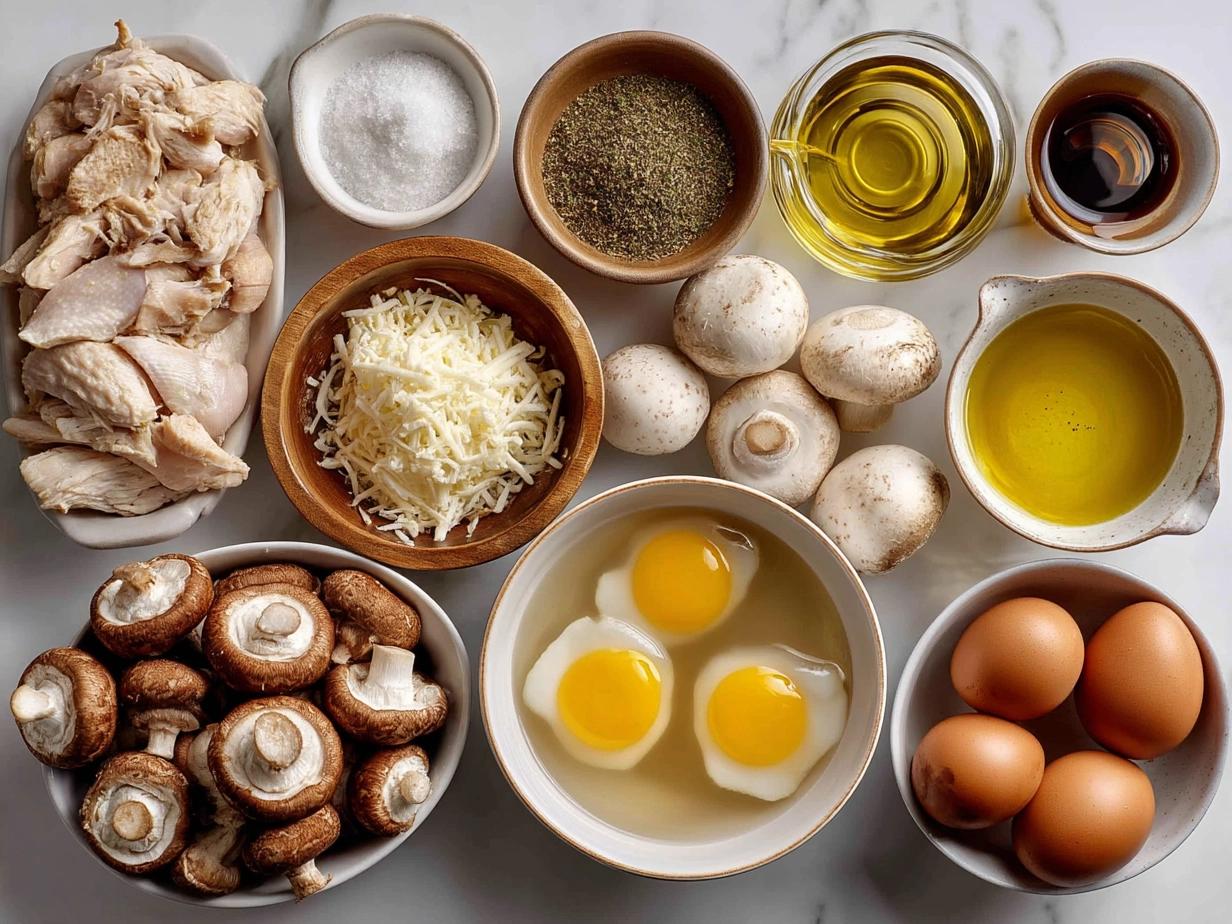 Ingredients for rotisserie chicken and mushroom soup