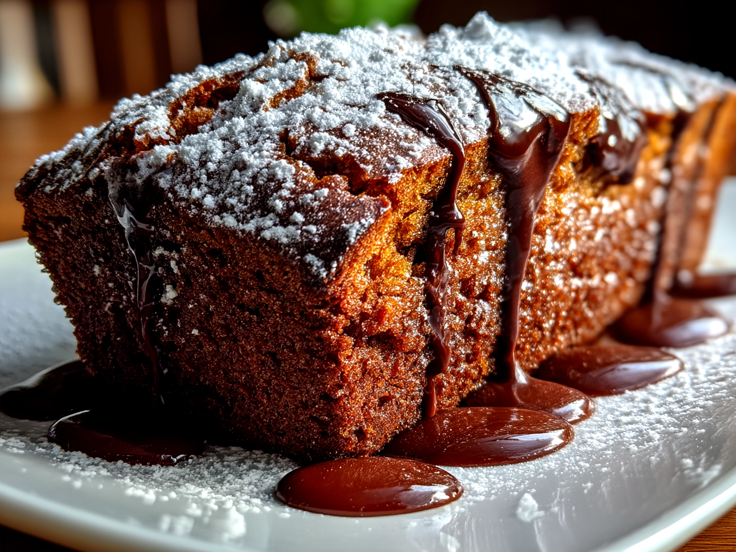 Freshly sliced Sour Cream Chocolate Loaf Cake served on a plate, illustrating moist and rich texture perfect for family enjoyment
