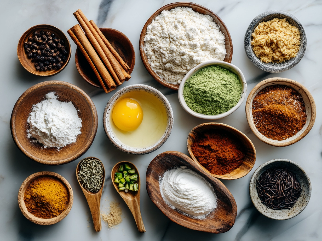 Ingredients for Spanish Churro-Inspired Pancakes including flour, cinnamon, sugar, milk, eggs, and butter.