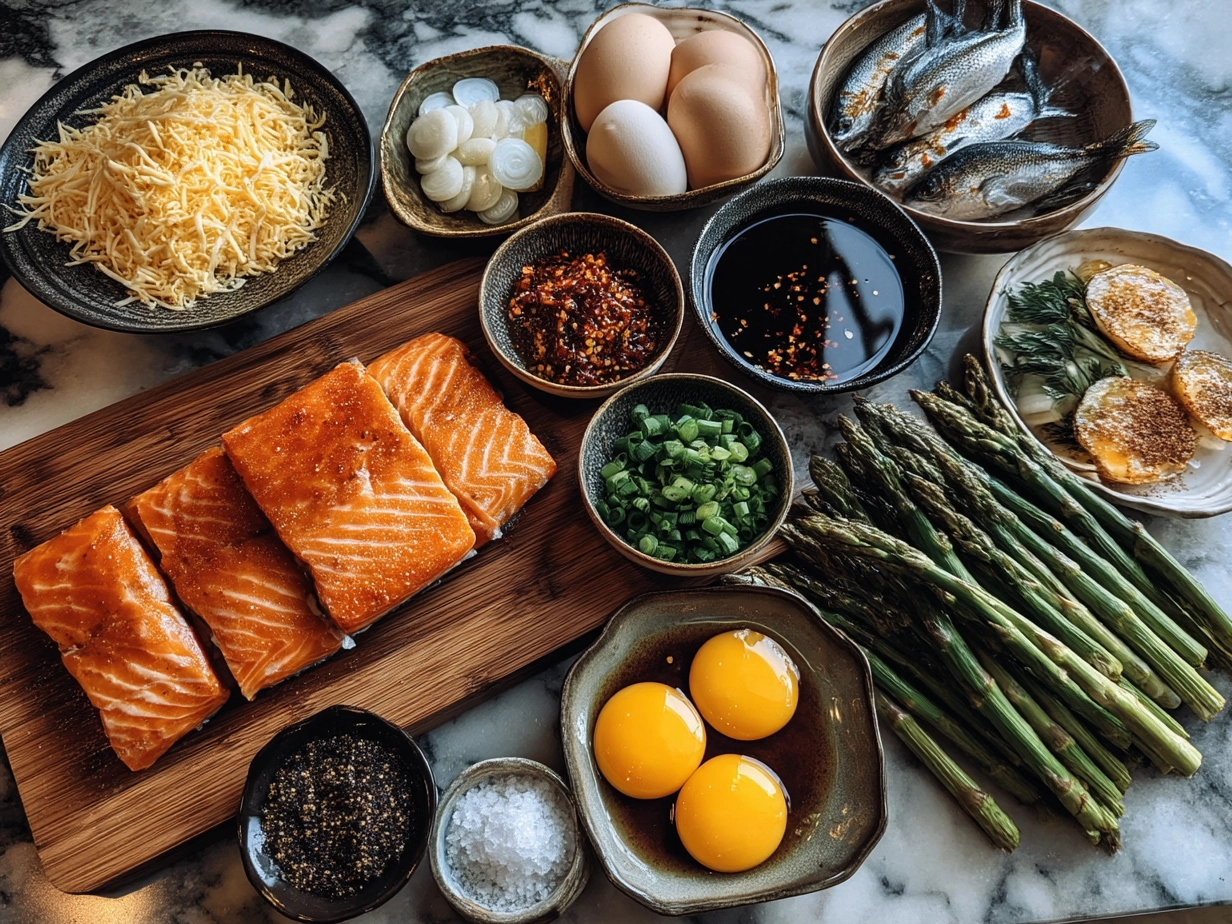 Ingredients for Sweet Chili Garlic Salmon including salmon fillets, honey, garlic, and sweet chili sauce