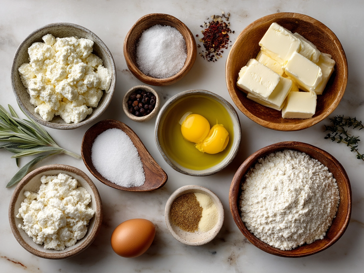 Raw ingredients laid out for making Keto Cottage Cheese Bagels